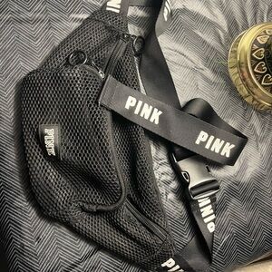 PINK Black Mesh Fanny Pack